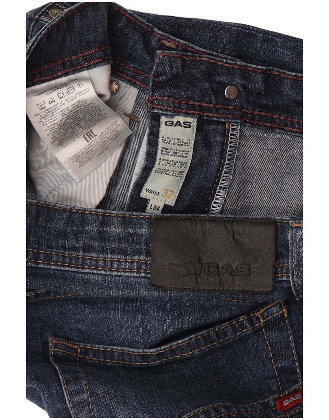 Jeans dritti da uomo Gas W32 L28 cotone blu navy