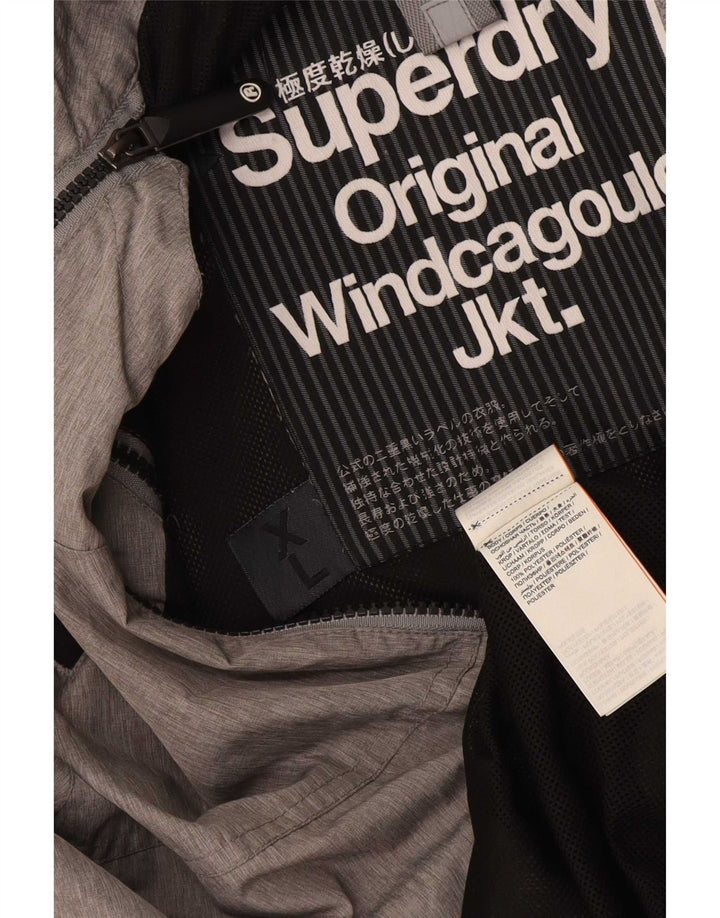 Giacca antipioggia da uomo con cappuccio Windcagoule Superdry UK 42 XL poliestere grigio