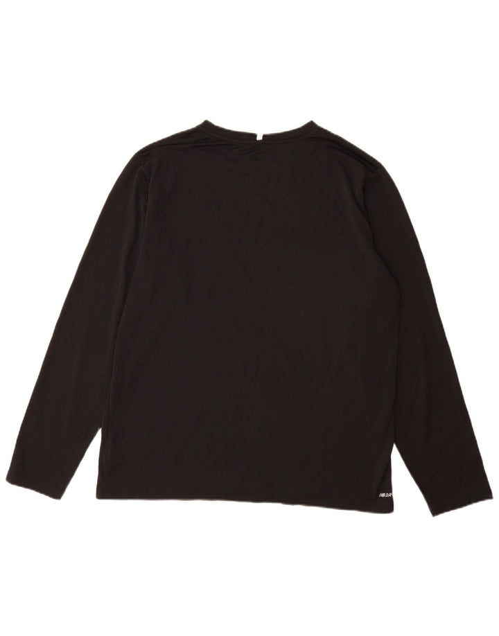 New Balance Maglia da uomo a maniche lunghe grande nera in poliestere
