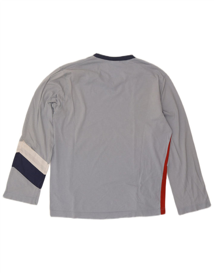 Maglia da uomo Fila a maniche lunghe piccola in cotone color block blu