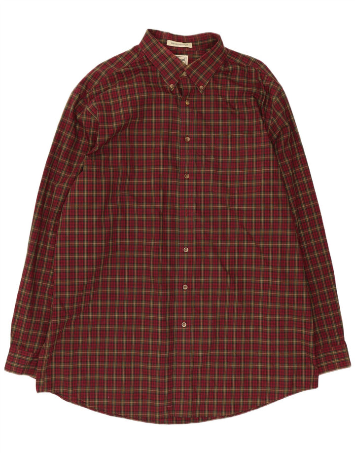 Camicia alta da uomo L.L.Bean XL in cotone a quadri bordeaux