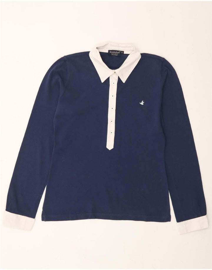 BROOKSFIELD Womens Pullover Shirt IT 46 Large Navy Blue Cotton Vintage Brooksfield and Second-Hand Brooksfield from Messina Hembry 