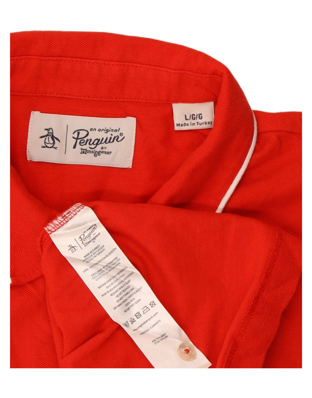 Polo da uomo Penguin grande rossa in cotone