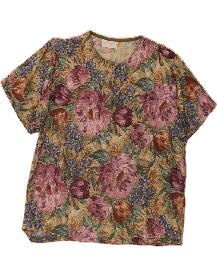 VINTAGE Womens Blouse Top UK 18 XL Multicoloured Floral Rayon Vintage Vintage and Second-Hand Vintage from Messina Hembry 