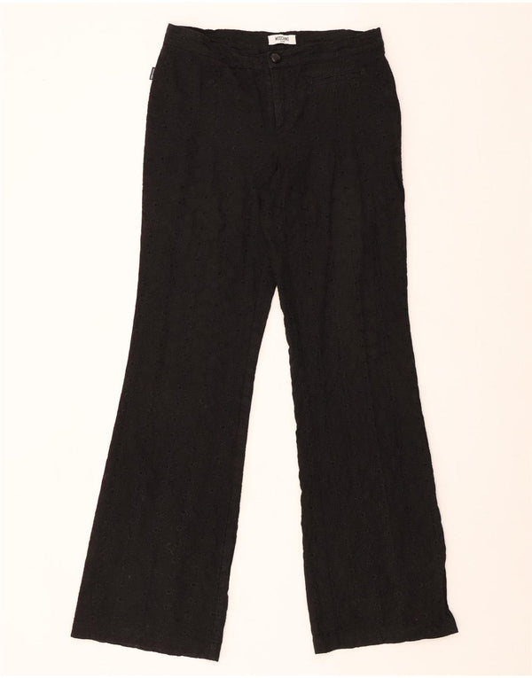 MOSCHINO Womens Bootcut Casual Trousers UK 12 Medium W28 L33 Black Floral