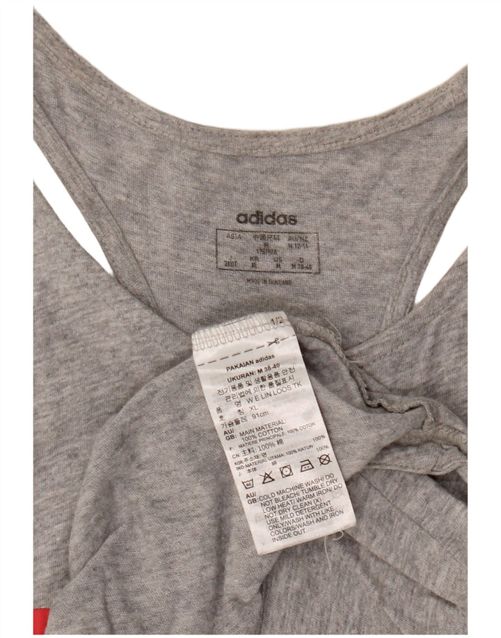 Canotta grafica da donna Adidas UK 12/14 Cotone grigio medio