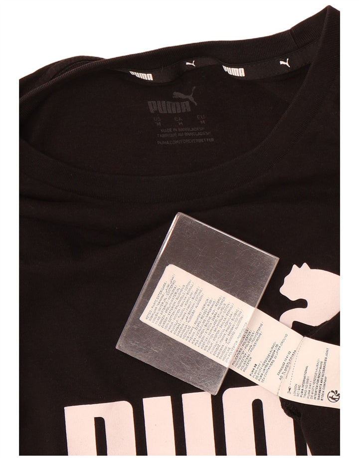 T-shirt grafica da uomo Puma Top in cotone nero medio
