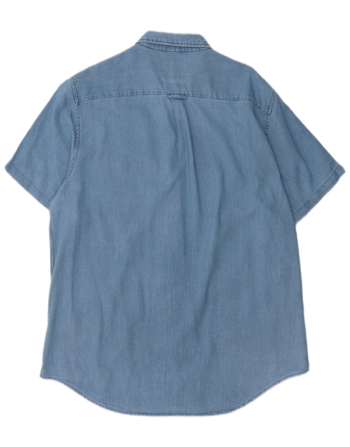 SUPERDRY Mens Short Sleeve Shirt XL Blue Cotton