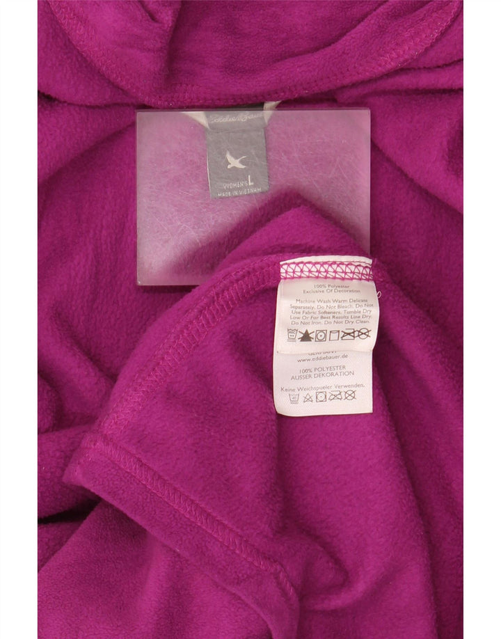 EDDIE BAUER Maglione in pile da donna con collo con zip UK 16 Grande poliestere viola
