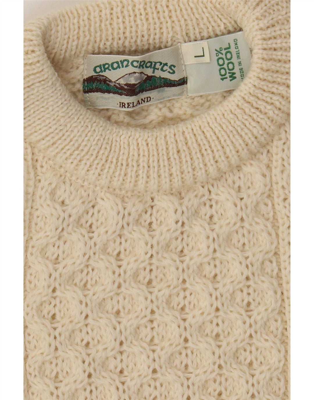 Maglione da uomo girocollo Aran Crafts, grande, in lana beige