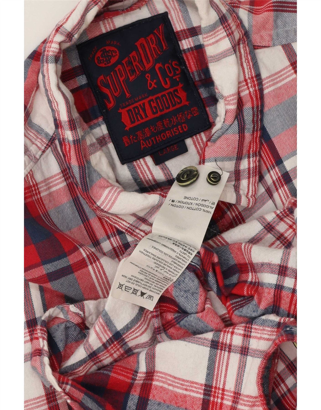 Camicia da uomo in flanella Superdry, cotone a quadri rossi grandi