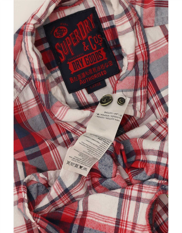 Camicia da uomo in flanella Superdry, cotone a quadri rossi grandi