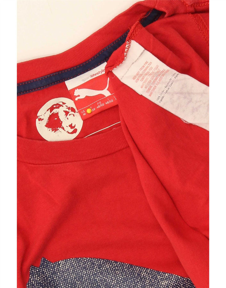 T-shirt grafica da uomo Puma Top in cotone rosso medio