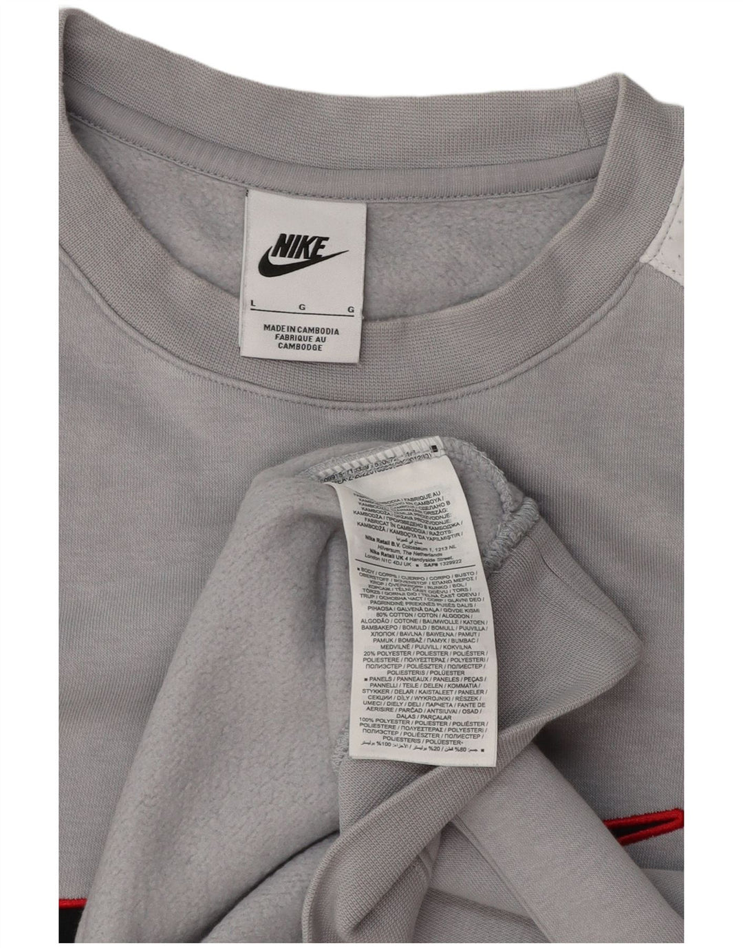 Felpa con grafica Nike da uomo, grande, in poliestere color block grigio