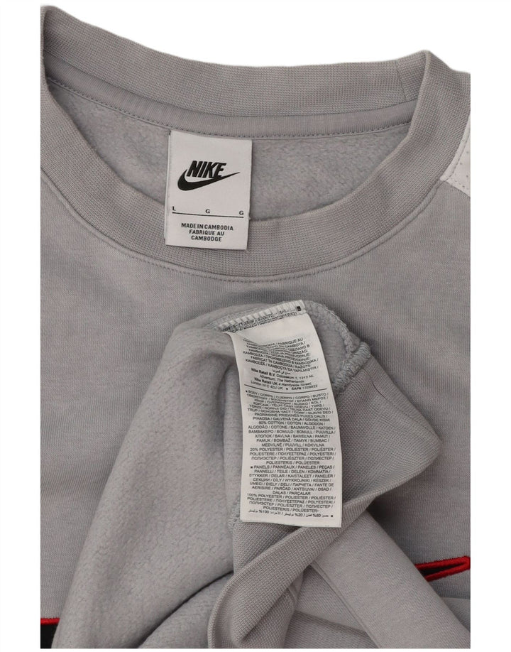 Felpa con grafica Nike da uomo, grande, in poliestere color block grigio