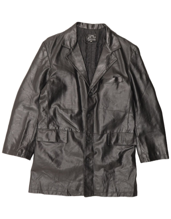 Cappotto in pelle vintage da uomo IT 56 3XL Pelle nera