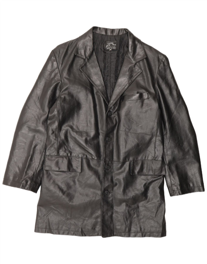 Cappotto in pelle vintage da uomo IT 56 3XL Pelle nera