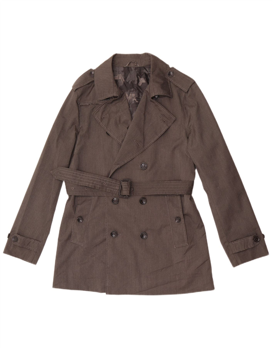 Trench da uomo vintage UK 36 piccolo poliestere grigio