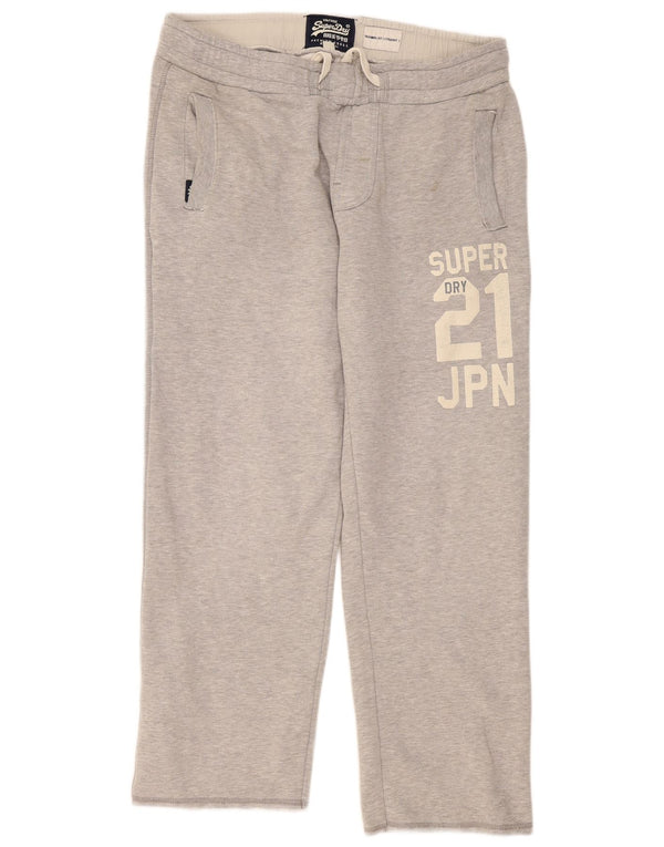 Pantaloni da tuta con grafica da uomo Superdry Joggers XL in cotone chiazzato grigio