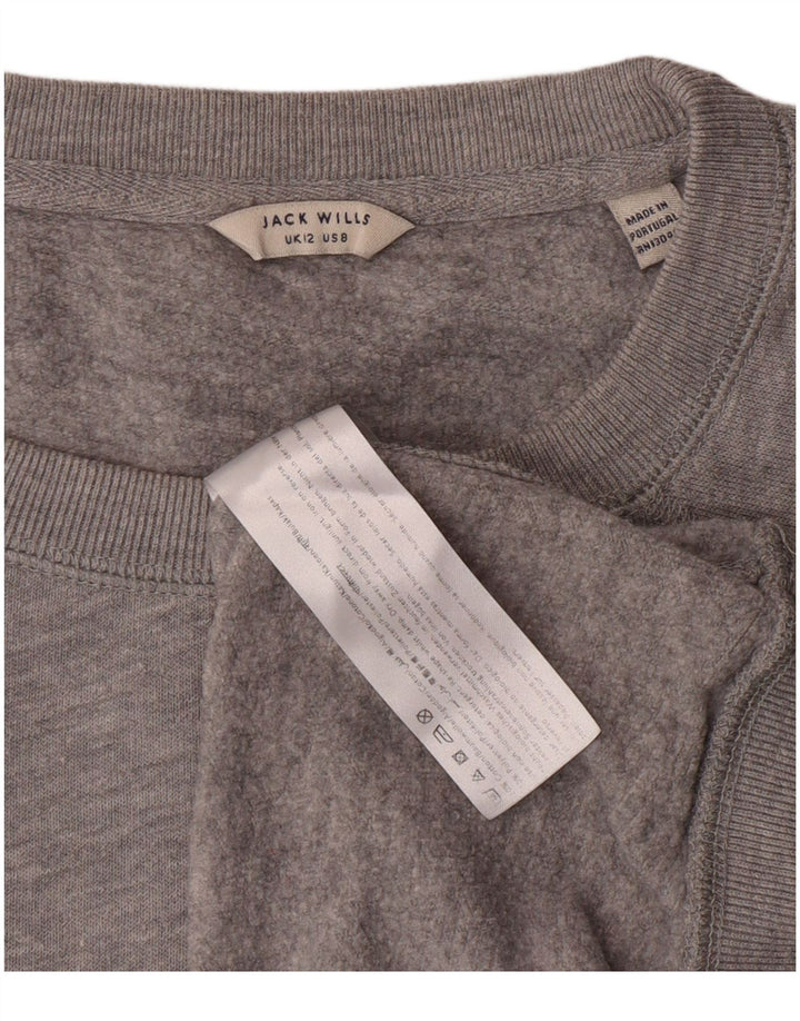 JACK WILLS Felpa da donna Maglione UK 12 Cotone grigio medio