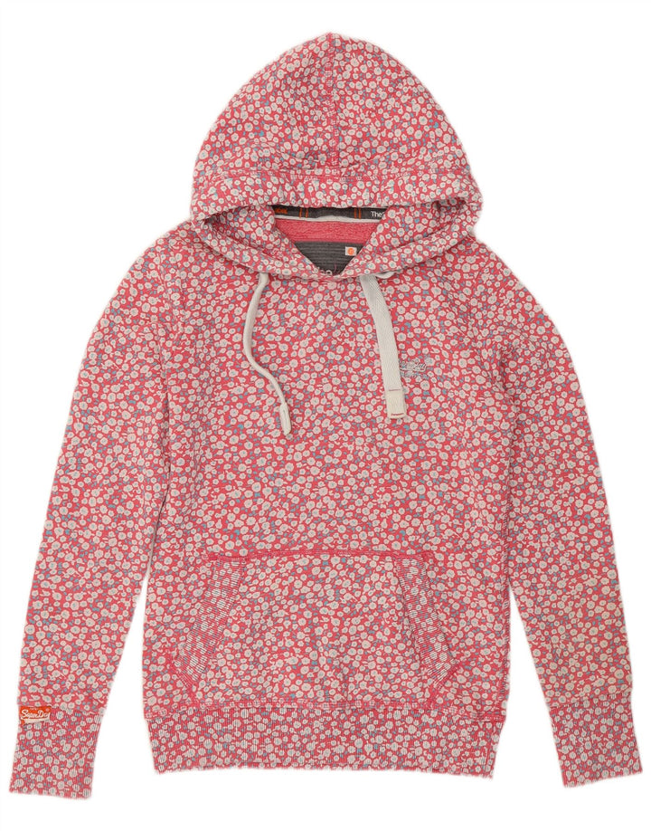 Maglione con cappuccio da donna SUPERDRY UK 6 XS cotone floreale rosa