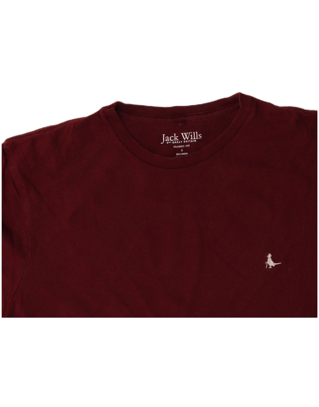 JACK WILLS T-shirt da uomo dalla vestibilità classica Top piccolo in cotone bordeaux