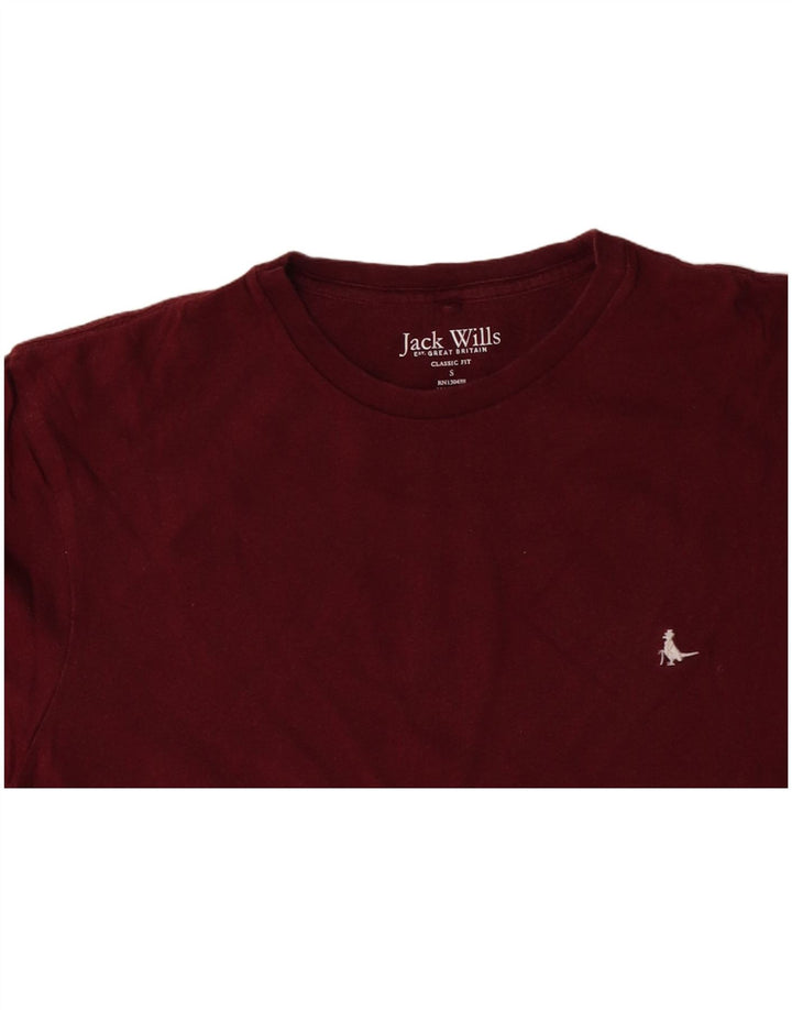JACK WILLS T-shirt da uomo dalla vestibilità classica Top piccolo in cotone bordeaux