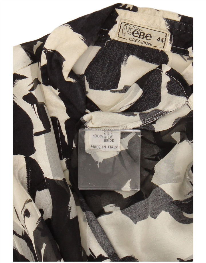 Camicetta da donna vintage con motivo astratto trasparente trasparente IT 44 medio nero