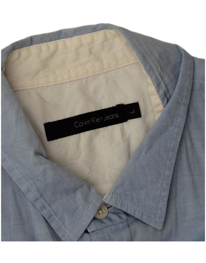 Camicia da uomo Calvin Klein Jeans Large in cotone blu
