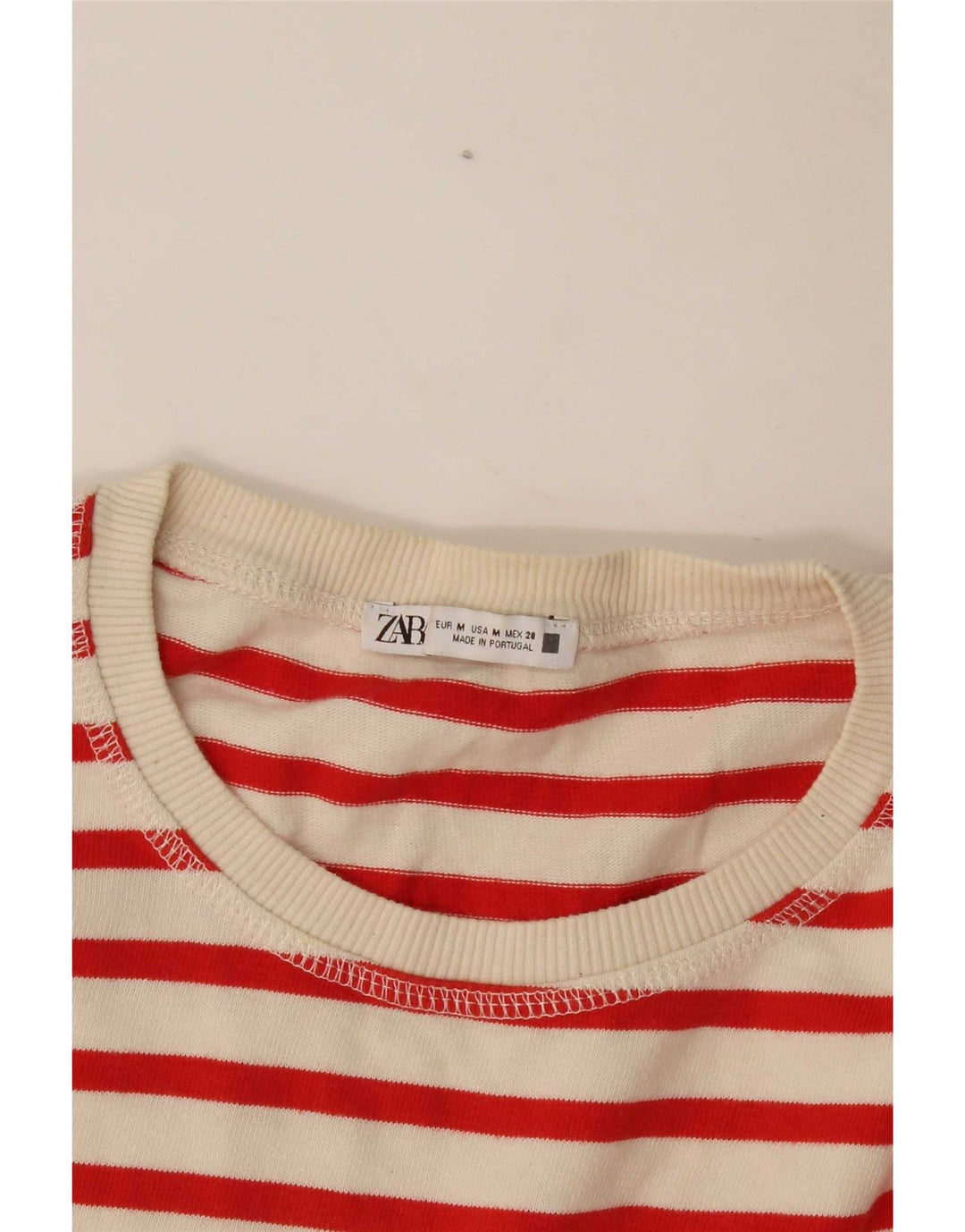 Top Zara da donna a maniche lunghe UK 14 medio a righe bianco sporco