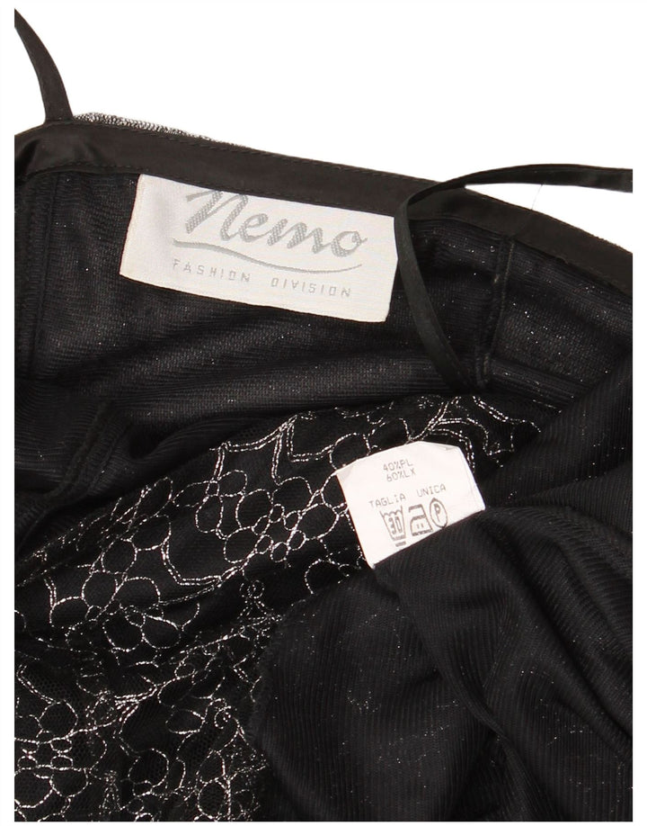 Abito tutù vintage da donna UK 8 Piccolo poliestere floreale nero