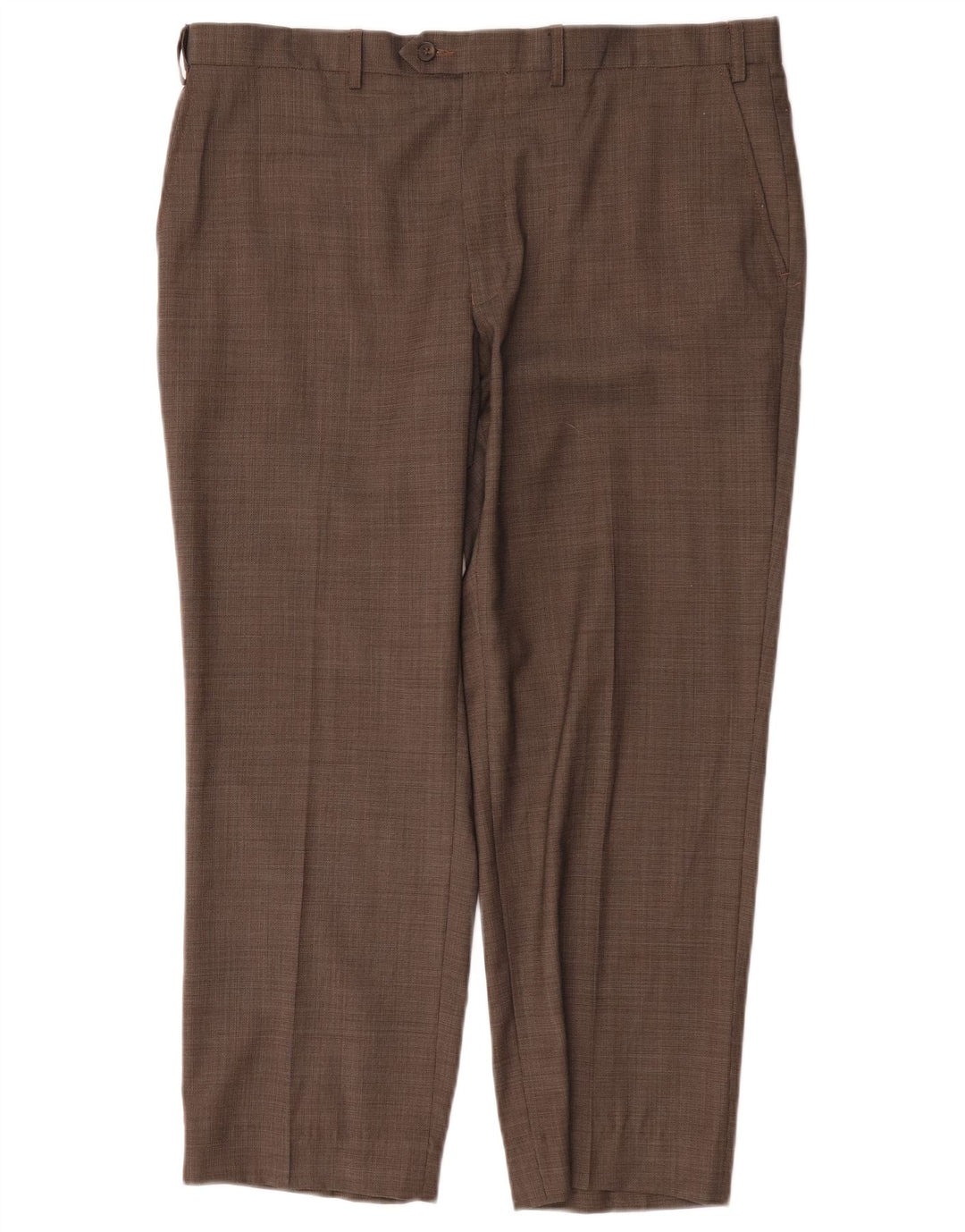 Pantaloni da abito dritti da uomo Marks & Spencer W38 L29 Lana marrone