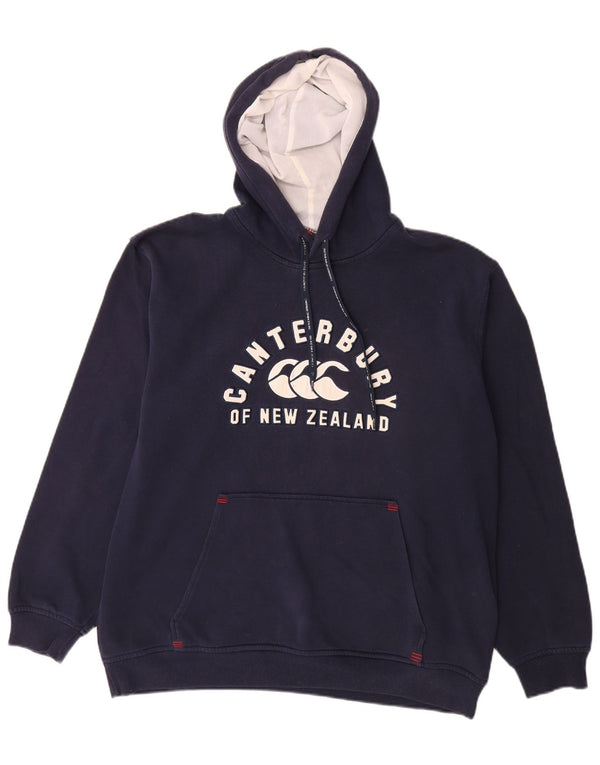 Canterbury Mens Graphic Hoodie Jumper Large Navy Blue Cotton