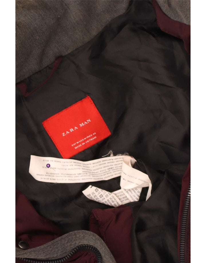 Giacca imbottita da uomo Zara UK 38 poliestere marrone medio