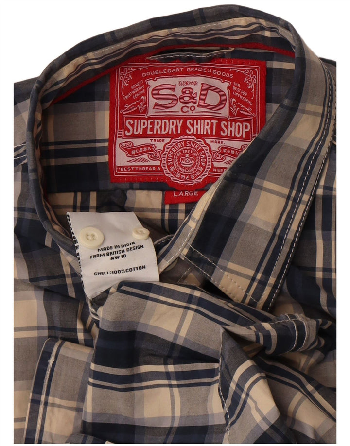 Camicia da uomo Superdry in cotone a quadri grandi blu