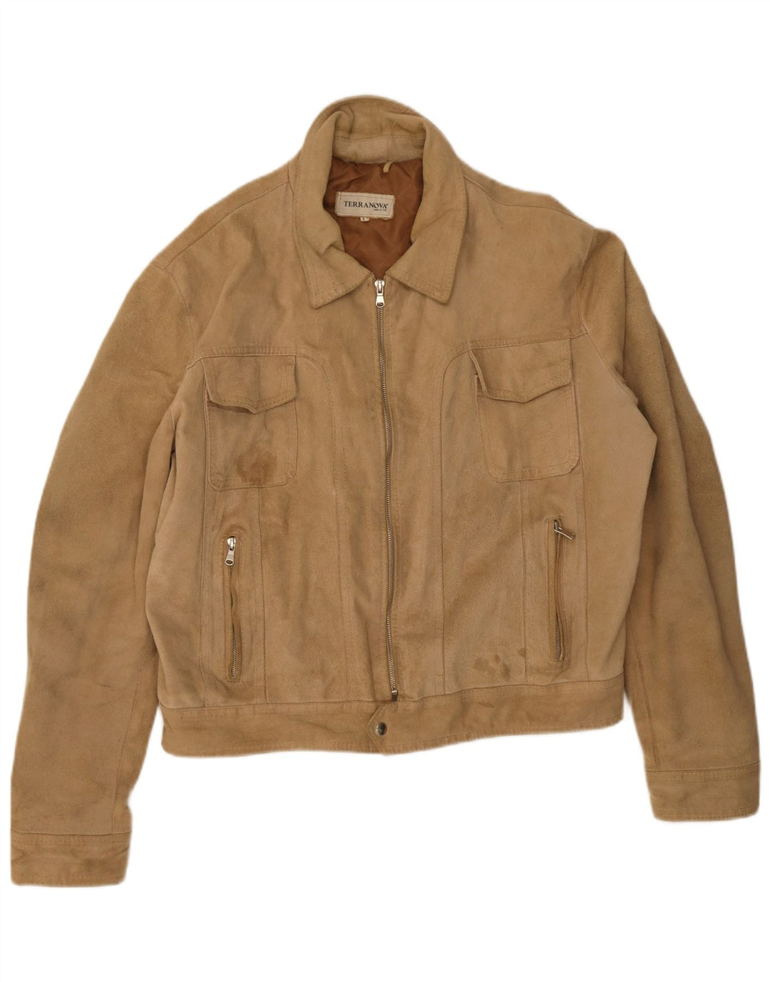 Giubbotto bomber in pelle scamosciata da uomo Terranova UK 40 Large Beige