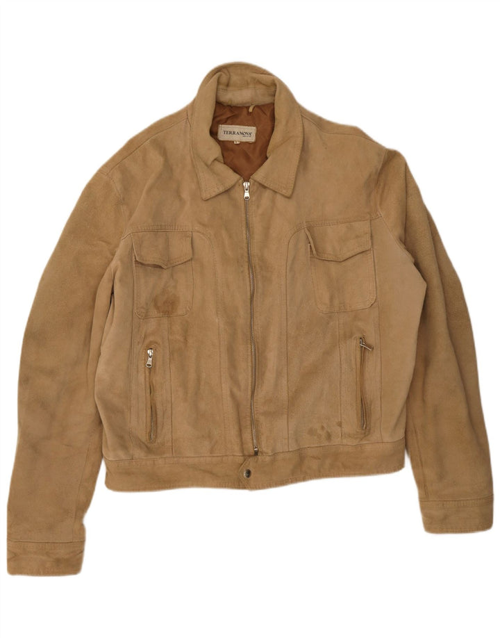 Giubbotto bomber in pelle scamosciata da uomo Terranova UK 40 Large Beige