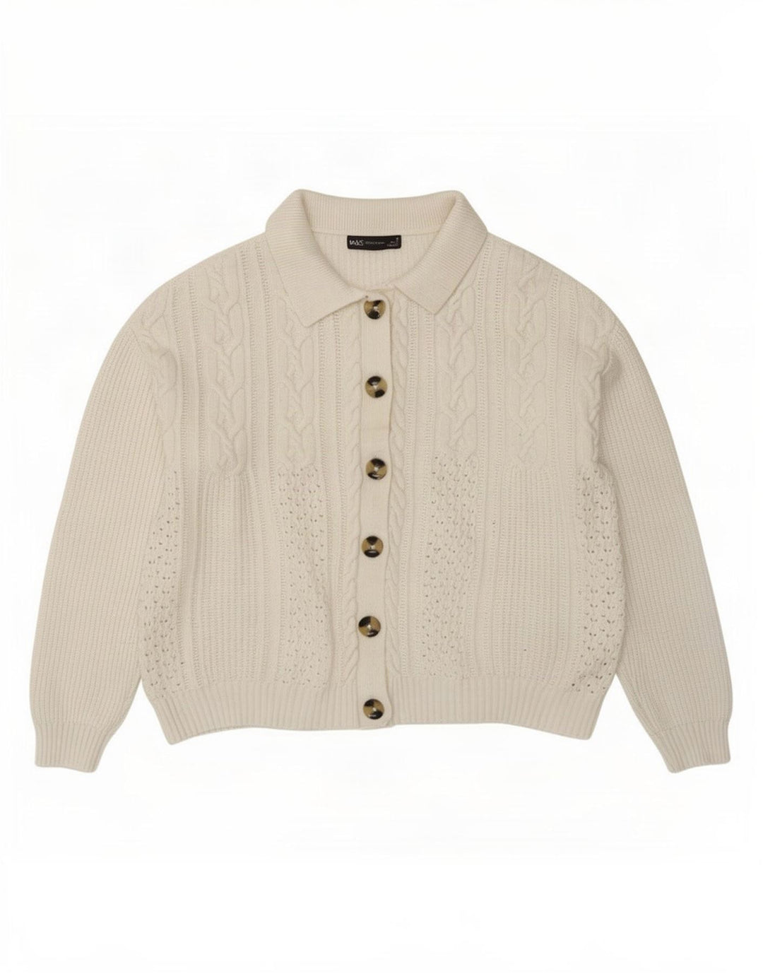 Maglione cardigan da donna Marks & Spencer UK 14 Viscosa bianca media