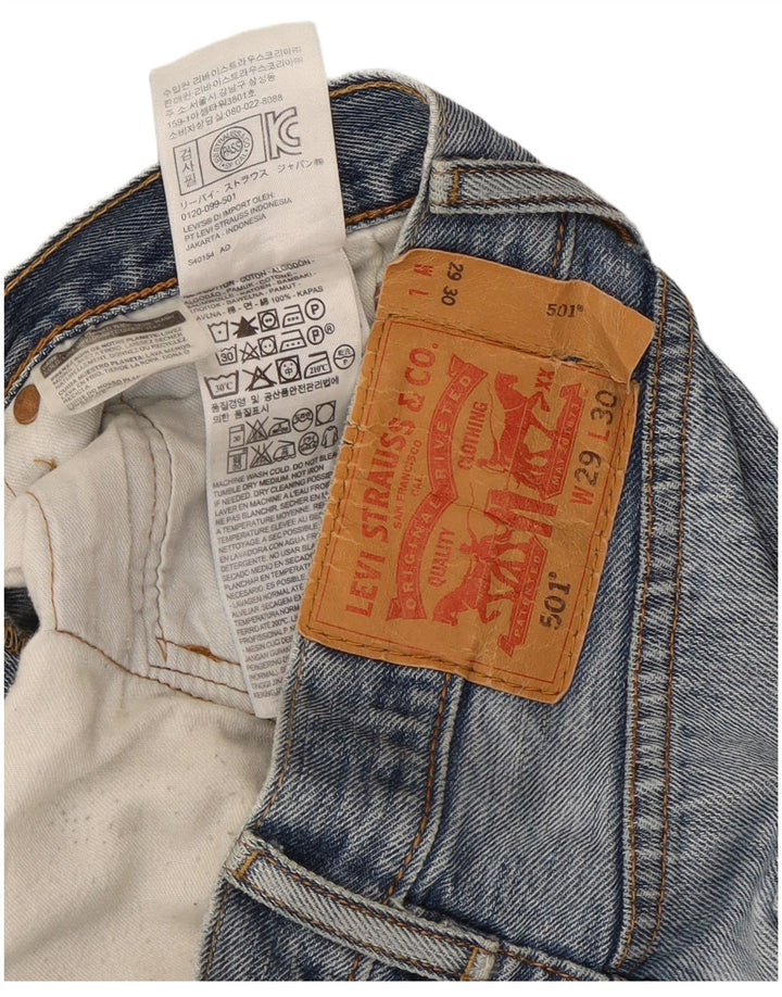 Levi's Uomo 501 Jeans dritti W29 L30 Blu Tie Dye Cotone