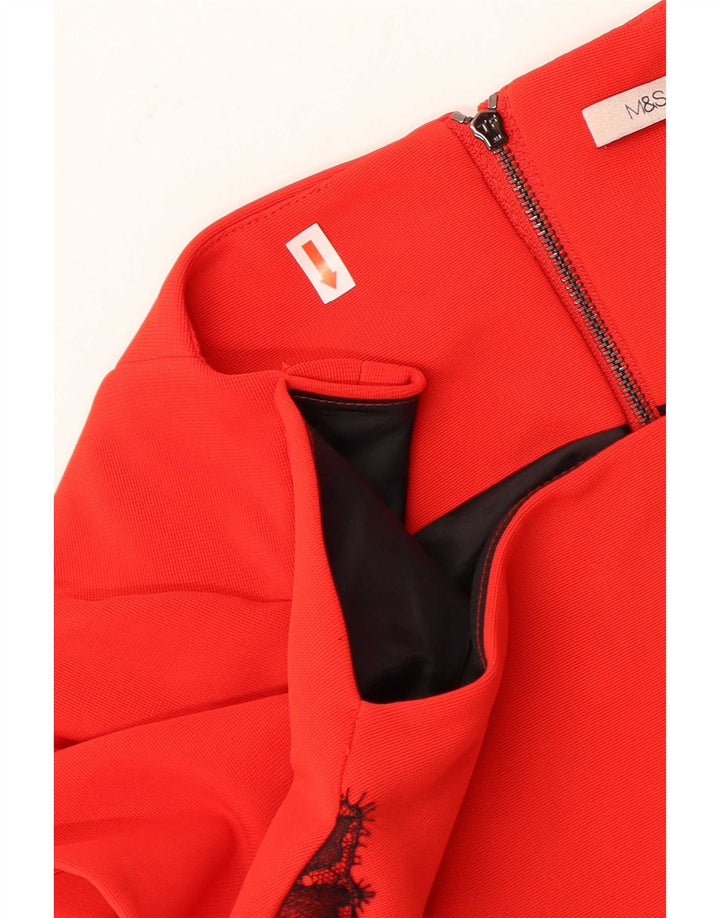 Abito tubino da donna Marks & Spencer UK 12 Poliestere floreale rosso medio