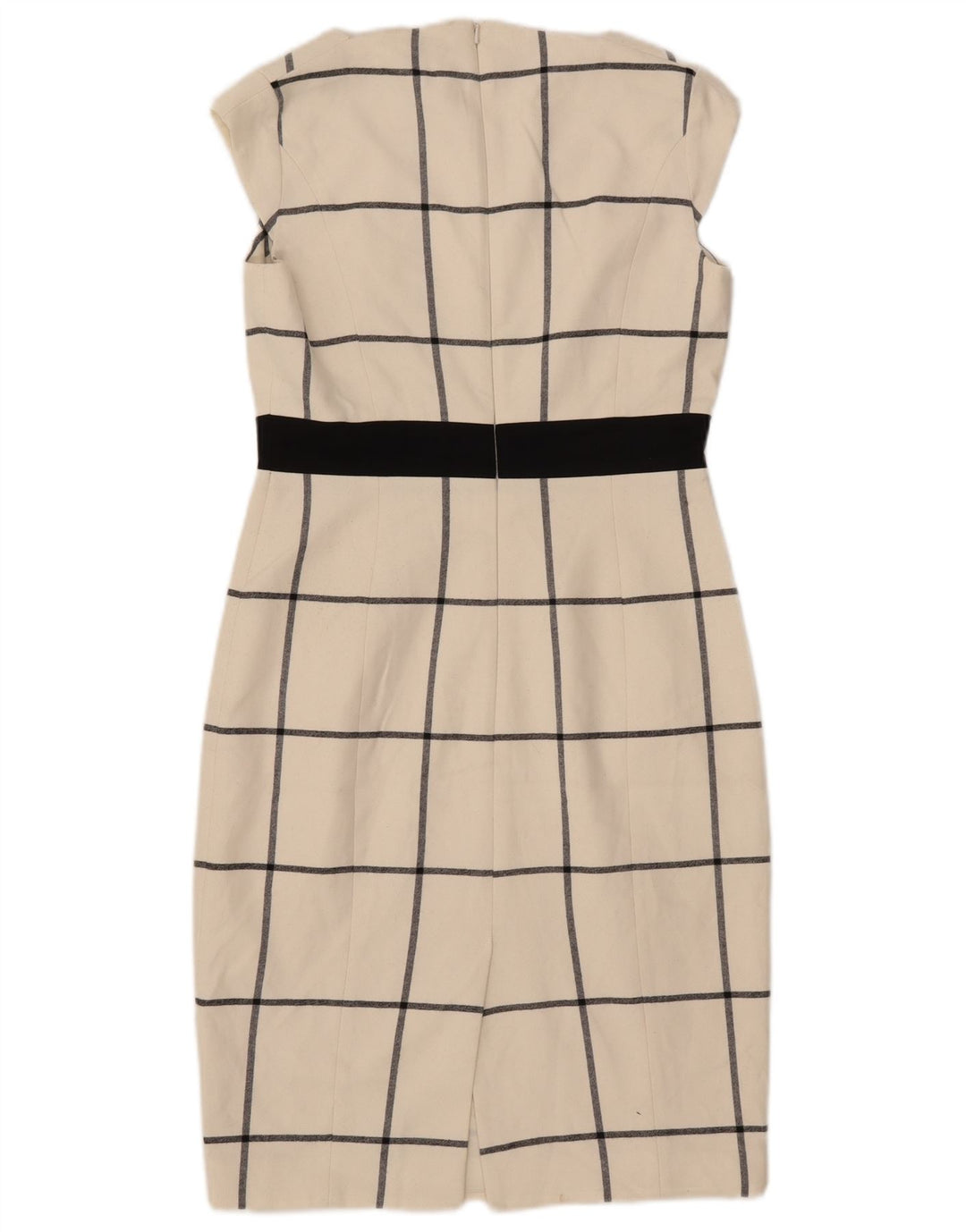 Abito tubino da donna Karen Millen UK 10 Piccolo poliestere a quadri bianco sporco