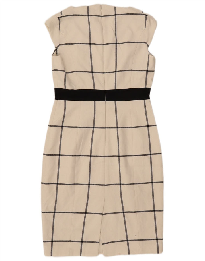 Abito tubino da donna Karen Millen UK 10 Piccolo poliestere a quadri bianco sporco