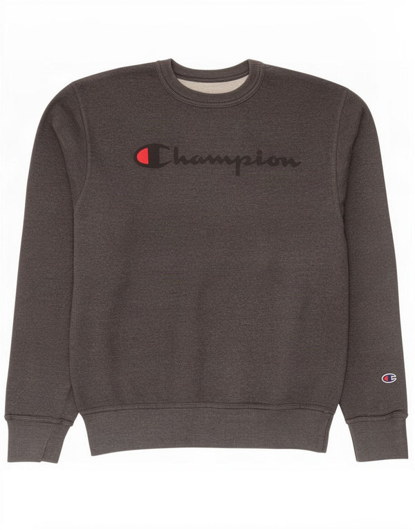 Felpa grafica da uomo Champion, maglione piccolo, cotone grigio