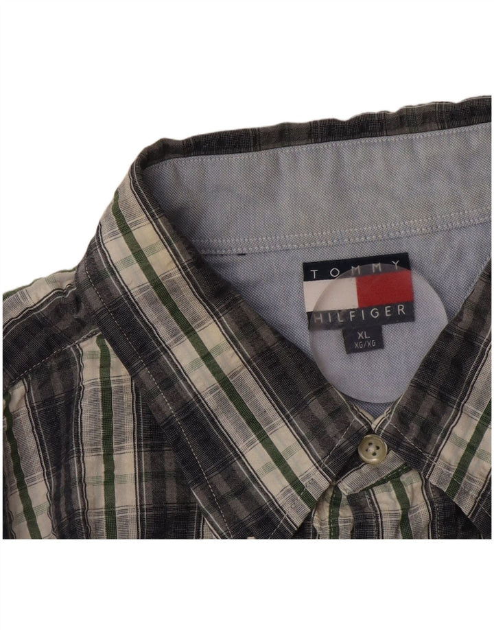 Camicia a maniche corte da uomo Tommy Hilfiger XL a quadri grigi