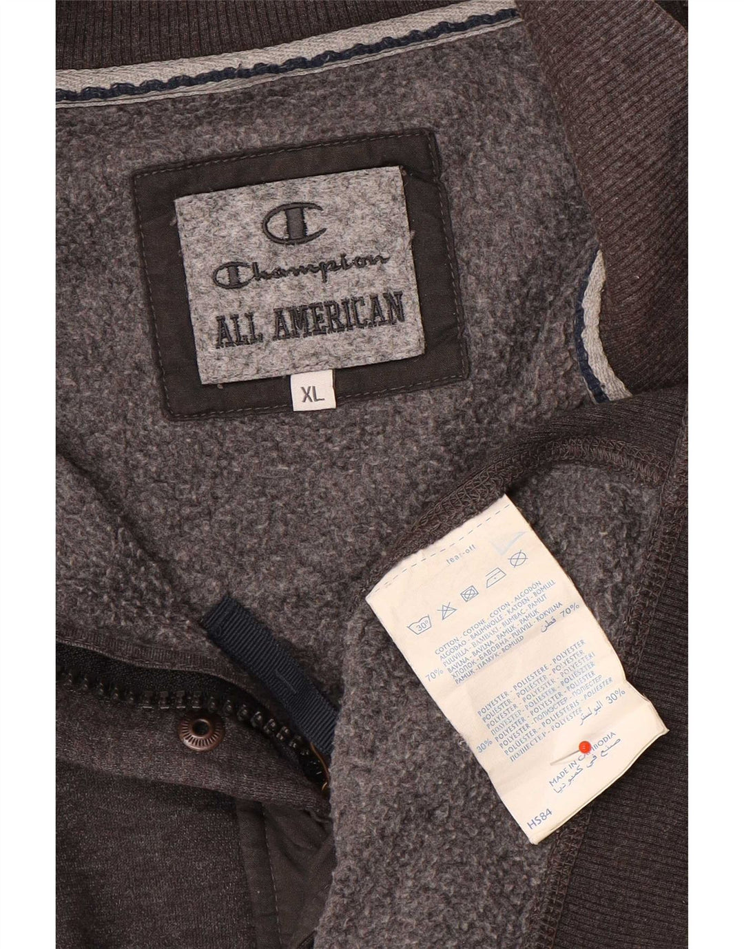 Felpa Champion da uomo con zip 1/4, XL, cotone grigio