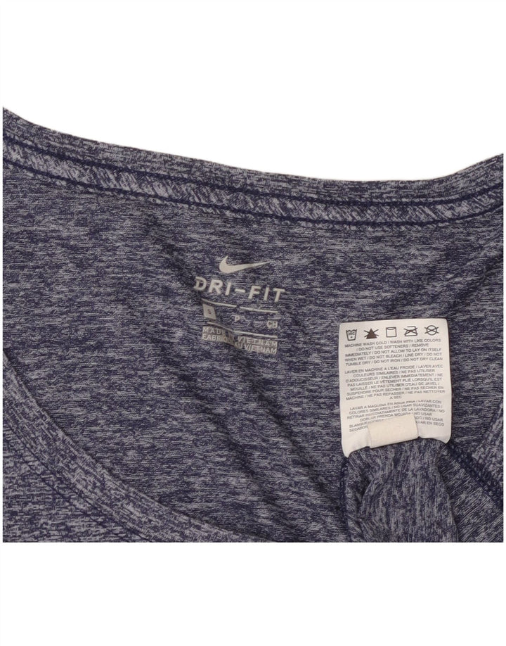 T-shirt Nike Dri Fit da donna, taglia UK 10, piccola, in poliestere screziato blu navy