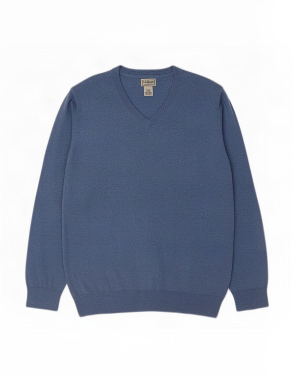 Maglione da uomo con scollo a V L.L.Bean XL in cotone blu