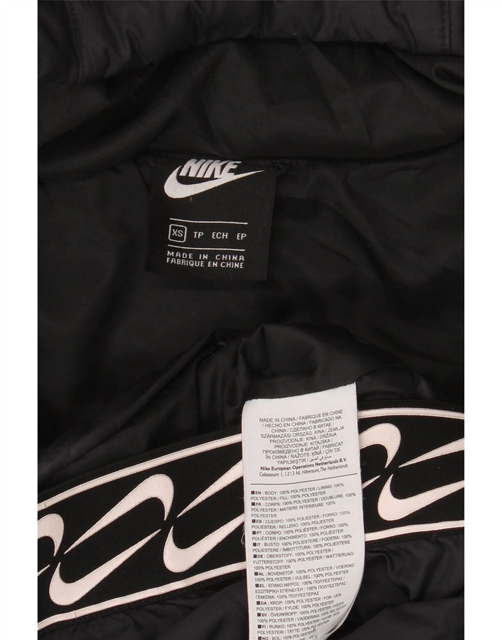 Giacca imbottita con cappuccio grafico Nike da donna UK 6 XS poliestere nero