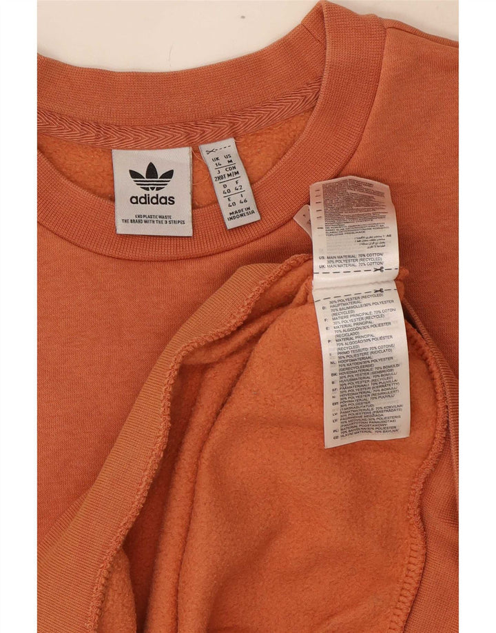 Felpa oversize con grafica da donna Adidas, maglione UK 14, grande, cotone arancione
