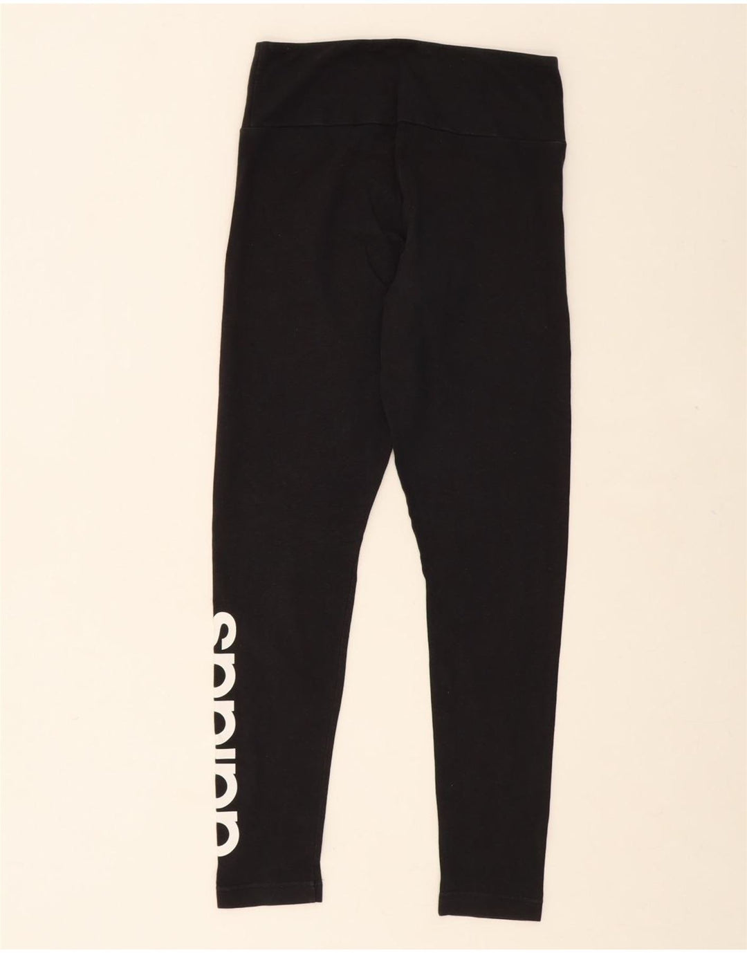 ADIDAS Womens Graphic Leggings UK 12/14 Medium Black Cotton Vintage Adidas and Second-Hand Adidas from Messina Hembry 